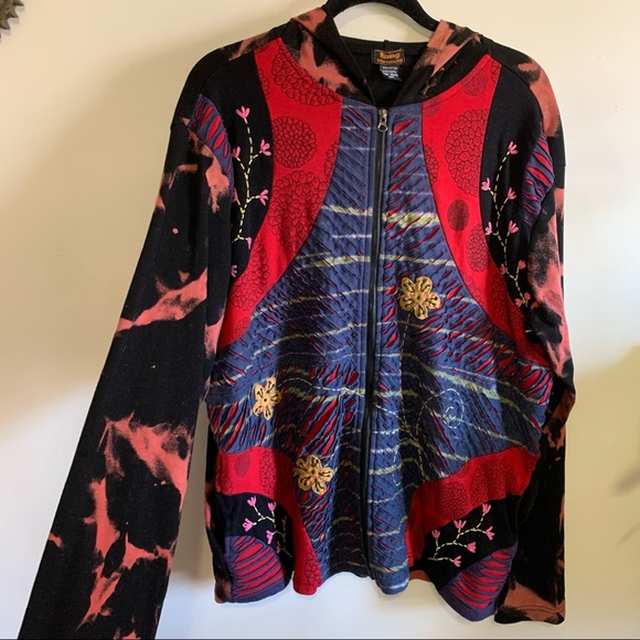 Rising International Tops - Funky Patchwork Tie Dye Sweatshirt